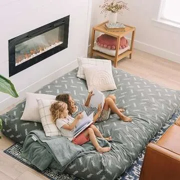 CordaRoy's Faux Fur Bean Bag Chair - Convertible Chair to Full Bed - White Full Size