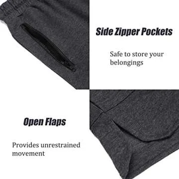 COOFANDY Men's Workout Shorts 6 inch Gym Shorts Quick Dry Athletic Shorts with Zipper Pockets Dark Grey