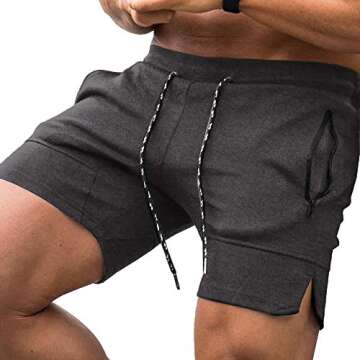 COOFANDY Men's Workout Shorts 6 inch Gym Shorts Quick Dry Athletic Shorts with Zipper Pockets Dark Grey