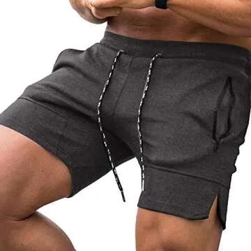 COOFANDY Men's Workout Shorts 6 inch Gym Shorts Quick Dry Athletic Shorts with Zipper Pockets Dark Grey