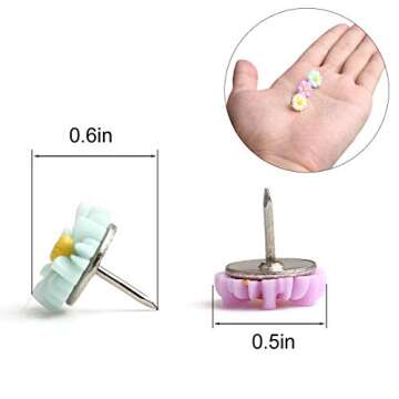 30 PCS Decorative Daisy Flower Thumbtacks - Cute Resin Pushpins for Home and Office