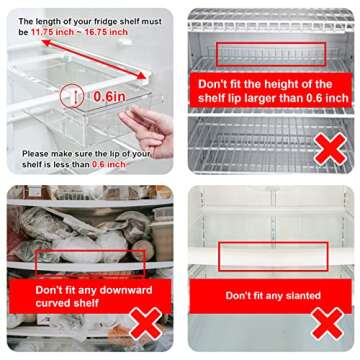 Pumboom 2-PACK Refrigerator Organizer Bins with Handle, Freely Pull-out Fridge Drawer Organizer with 4 Divided Sections Design, Fridge Organizers and Storage Clear, Fit for Fridge Shelf Under 0.6"