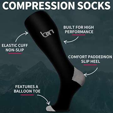Bluemaple 6 Pack Compression Socks for Circulation Support