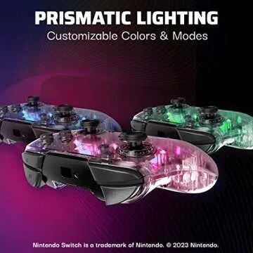 PDP Gaming Afterglow Wireless Nintendo Switch Pro Controller: Prismatic RGB LED Lighting, Full Motion Control Gamepad, Customizable Paddle Buttons