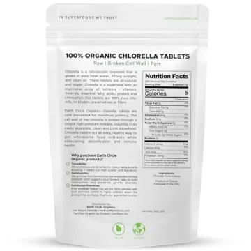 Organic Chlorella Tablets High Potency Superfood Supplement