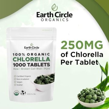 Organic Chlorella Tablets High Potency Superfood Supplement