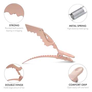 FRAMAR Neutral Alligator Clips For Hair Styling 10 Pack – Professional Alligator Hair Clips For Women, Alligator Clips For Hair, Hair Clip For Women, Cute Hair Clips For Styling, Salon Hair Clips