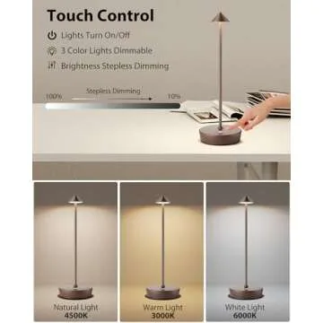 SHANGCAI Cordless Table Lamps Rechargeable, 6000mAh Battery Operated LED Desk Lamp Outdoor Waterproof Portable Touch Dimmable Table Night Light for Patio Restaurant Dining Home Set of 2 Rust