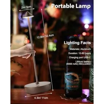 SHANGCAI Cordless Table Lamps Rechargeable, 6000mAh Battery Operated LED Desk Lamp Outdoor Waterproof Portable Touch Dimmable Table Night Light for Patio Restaurant Dining Home Set of 2 Rust