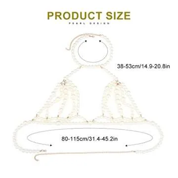 Asooll Pearl Bra Body Chain Layered Chest Chain Bikini Bra Jewelry Chain Fashion Beach Prom Rave Clu...