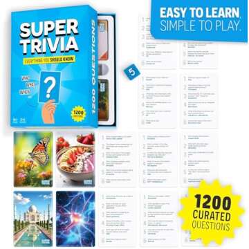 Super Trivia Games for Adults - Fun Board Game with 1200 Questions for Family and Teens