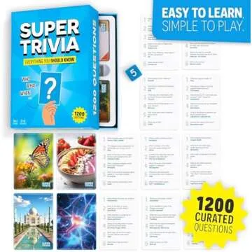 Super Trivia Games for Adults - Fun Board Game with 1200 Questions for Family and Teens