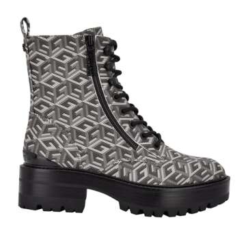 GUESS Women's Fearne Combat Boot, Black 008, 8.5