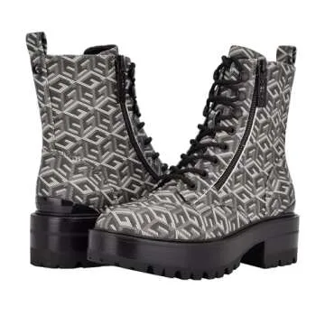 GUESS Women's Fearne Combat Boot, Black 008, 8.5