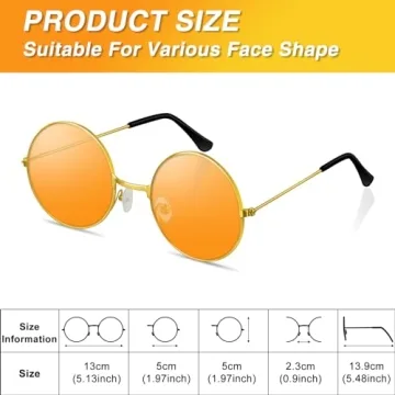 Orange Round Hippie Sunglasses for Disco Parties