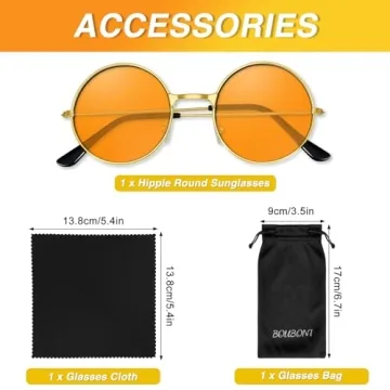 Orange Round Hippie Sunglasses for Disco Parties