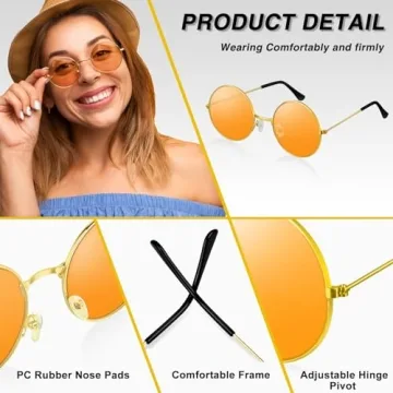 Orange Round Hippie Sunglasses for Disco Parties