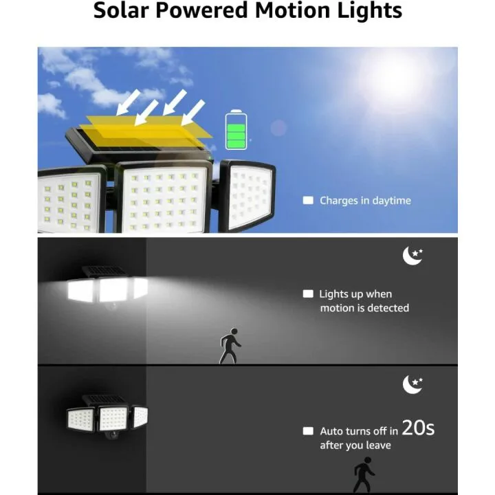 Solar Flood Lights Outdoor with Motion Sensor - 2 Pack