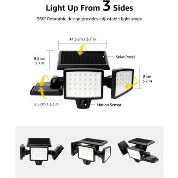 Solar Flood Lights Outdoor with Motion Sensor - 2 Pack