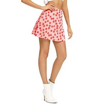 LYANER Floral Print Satin Mini Skirt for Stylish Women