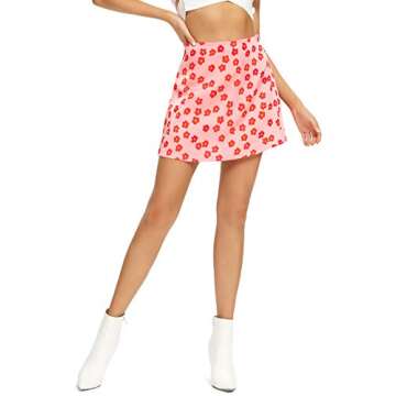 LYANER Floral Print Satin Mini Skirt for Stylish Women