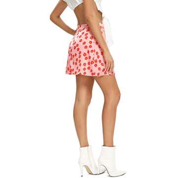LYANER Floral Print Satin Mini Skirt for Stylish Women
