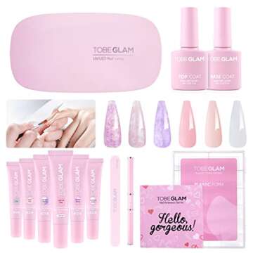 TOBEGLAM Nail Extension Gel Kit, 6 Colors Nail Enhancement Builder Gel, Extension Nail Gel kit with ...