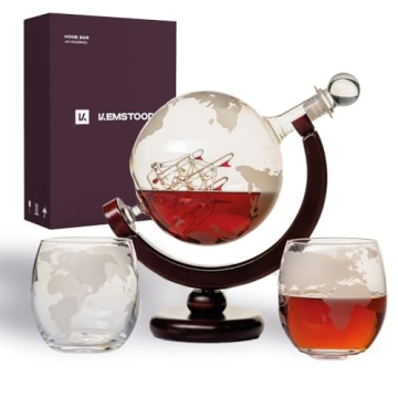 Kemstood 6-in-1 Globe Whiskey Decanter Set - Elegant Gift