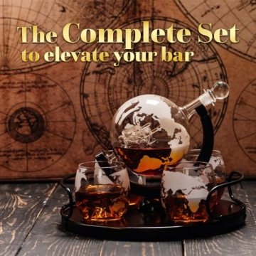 Kemstood 6-in-1 Globe Whiskey Decanter Set - Elegant Gift