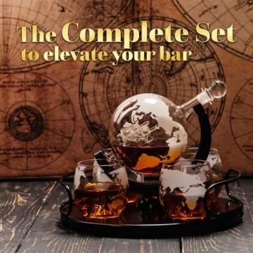 Kemstood 6-in-1 Globe Whiskey Decanter Set - Elegant Gift