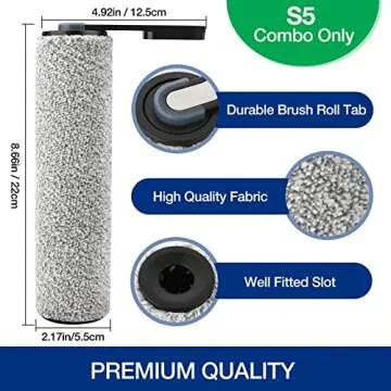 S5 Combo Only, Replacement Brush Roller for Tineco Floor ONE S5 Combo Cordless Wet Dry Vacuum Cleaner Accessories, 2 Brush Roller, 2 HEPA Filters