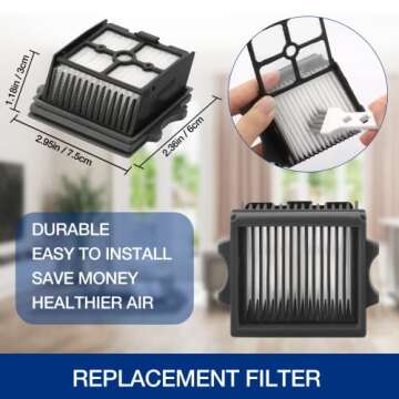 S5 Combo Only, Replacement Brush Roller for Tineco Floor ONE S5 Combo Cordless Wet Dry Vacuum Cleaner Accessories, 2 Brush Roller, 2 HEPA Filters