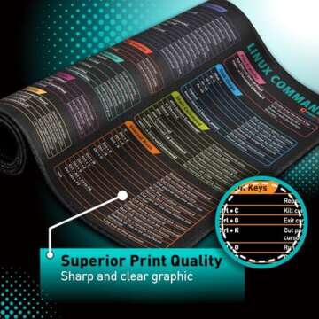 Linux Commands Line Mouse pad - Extended Large Cheat Sheet Mousepad. Shortcuts to Kali/Red Hat/Ubuntu/OpenSUSE/Arch/Debian/Unix Programmer. Non-Slip Gaming Desk mat