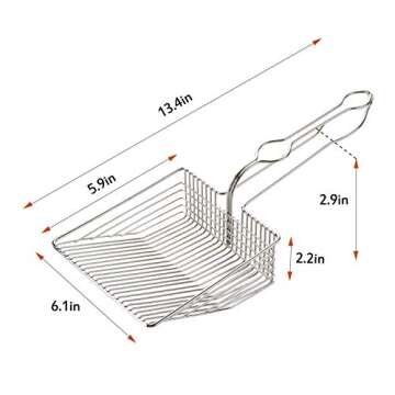 Ownpets Non-Stick Cat Litter Scoop with Foam Handle, Durable Coated Metal Litter Scooper with Deep Shovel, Carabiner & Comfy Foam Grip for Fast Sifting & Instant Cleaning