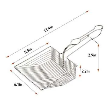 Ownpets Non-Stick Cat Litter Scoop with Foam Handle, Durable Coated Metal Litter Scooper with Deep Shovel, Carabiner & Comfy Foam Grip for Fast Sifting & Instant Cleaning