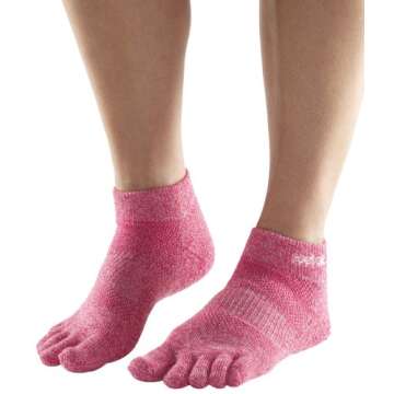 ToeSox Ultra Sport Ankle Length Athletic Sport Toe Socks, Brindle Pink, X-Small