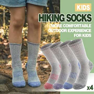 Sandsuced Kids Merino Wool Hiking Socks Girls Boys Toddler Winter Thermal Warm Cozy Boot Thick Cushi...