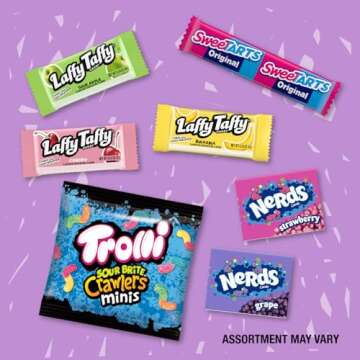 SweeTARTS, Trolli, Laffy Taffy & Nerds Easter Egg Filler Variety Bag, Springtime Easter Candy, 16.5 oz (40 Individually Wrapped Pieces)