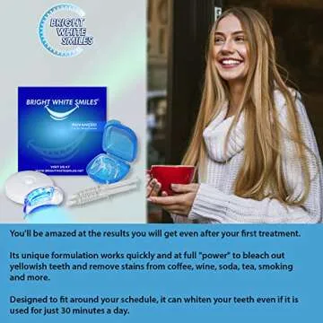 Bright White Smiles Teeth Whitening Kit | LED Light Activated Teeth Whitener | with 2X 5ml 35% Carbamide Peroxide Gel Syringes | Comfort Fit Mouth Tray & Case | for Home Use | Professional Results