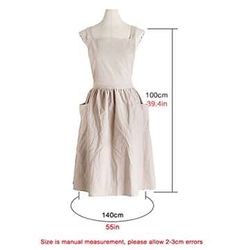 SF-ZXTINP Cotton and Linen Kitchen Cooking Aprons - Cute for Baking, Painting, Gardening, and Cleani...