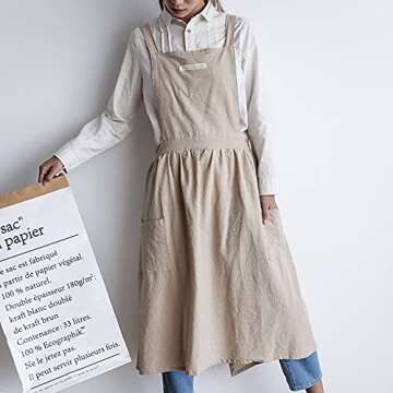Stylish SF-ZXTINP Cotton & Linen Kitchen Aprons with Pockets