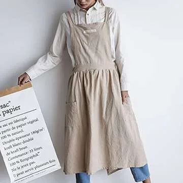 Stylish SF-ZXTINP Cotton & Linen Kitchen Aprons with Pockets