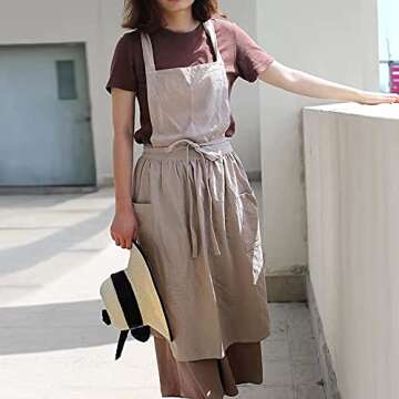 Stylish SF-ZXTINP Cotton & Linen Kitchen Aprons with Pockets