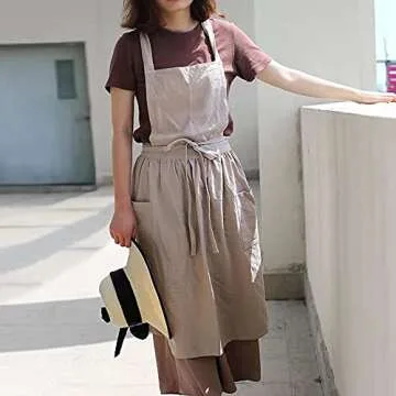 Stylish SF-ZXTINP Cotton & Linen Kitchen Aprons with Pockets