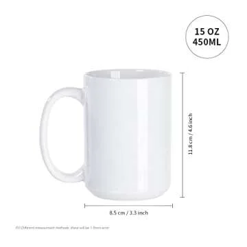 PYD Life 8 Pack 15 OZ Sublimation Ceramic Mugs Blanks Coffee Mugs White Photo Cups Bulk for Cricut Mug Press Print