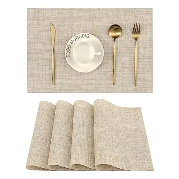 Leetaltree Beige Placemats Set of 4 for Elegant Dining - Heat Resistant, Non-Slip, and Easy to Clean...