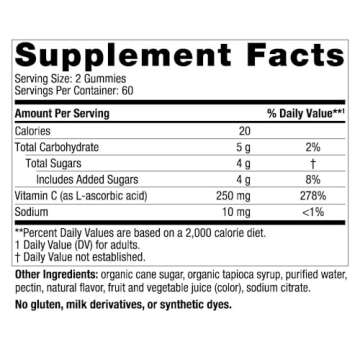 Nordic Naturals Vitamin C Gummies, Tart Tangerine - 120 Gummies - 250 mg Vitamin C - Immune Support,...