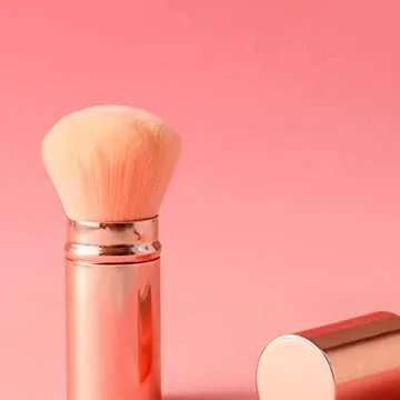 RN BEAUTY Retractable Kabuki Brushes Blush Brush Foundation Powder Brush Face Blender Brush Multi-function Cosmetic Makeup Brush Professional Mineral Blending Buffing Concealer Brush Aluminum Case