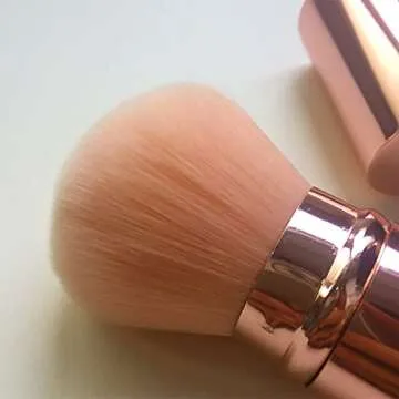 RN BEAUTY Retractable Kabuki Brushes Blush Brush Foundation Powder Brush Face Blender Brush Multi-function Cosmetic Makeup Brush Professional Mineral Blending Buffing Concealer Brush Aluminum Case