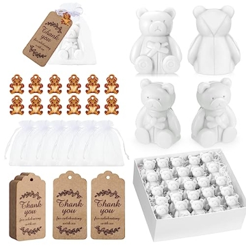 Dansib Cute Bear Baby Shower Favors - 25 Mini Soaps & DIY Charms for Gender Reveal, Wedding and More...